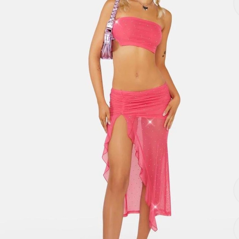 Dolls Kill Sugar Sway With Me Pink Skirt Set View 5
